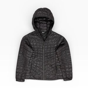 The North Face Thermoball Jacket Womens Small Grey Full Zip Quilted Hooded Coat
